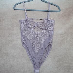 Tic Toc Lace Teddy Bodysuit Lilac Medium